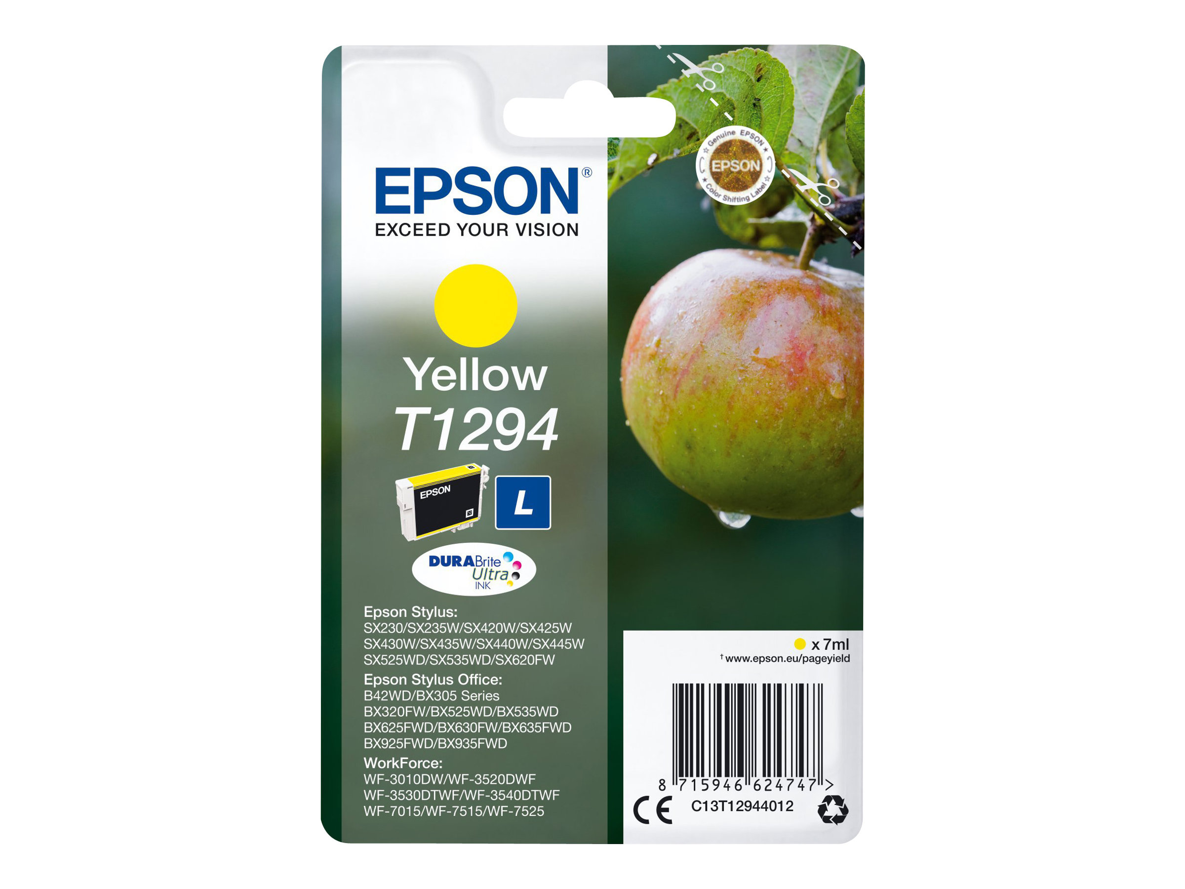 Epson T1294 DURABrite Ultra high-capacity rašalo kasetė, geltona, 7 ml