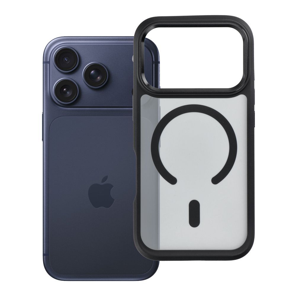 Dėklas, skirtas iPhone 18 Pro / 17 Pro: Forcell F-Protect Smoke Hybrid Premium, suderinamas su MagSafe, spalva – juoda