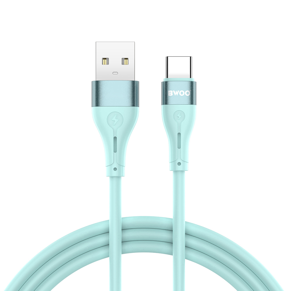 BWOO X280C Minimalist Silicone USB - USB-C laidas 1m 3A, žalias