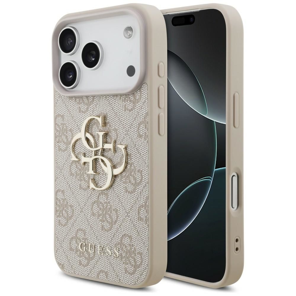 GUESS GUE005597 (4G PU Big Logo) dėklas, skirtas iPhone 18 Pro / 17 Pro, spalva – rožinė