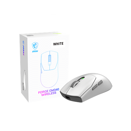 MSI Žaidimų pelė FORGE GM340 WIRELESS Belaidė 2.4 GHz, Bluetooth, USB Balta