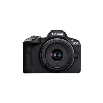 Canon EOS R50 fotoaparato korpusas be veidrodžio (SIP), 24,2 MP, vaizdo stabilizatorius, ISO jautrumas (maks.) 32000, ekrano įstrižainė 2,95 ", Wi-Fi, vaizdo įrašymas, automatinis/rankinis, CMOS, juodas