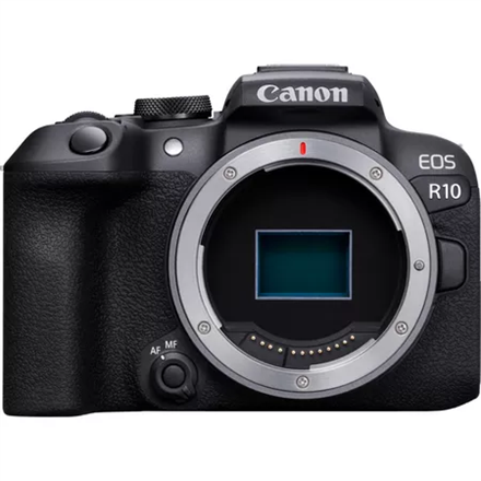 Canon EOS R10 fotoaparato korpusas be veidrodžio, 24,2 MP, vaizdo stabilizatorius, ISO jautrumas (maks.) 32000, Wi-Fi, vaizdo įrašymas, rankinis, CMOS, juodas