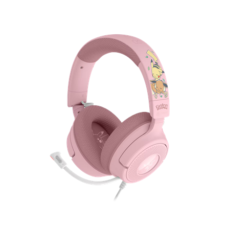 Razer Kraken V4 X žaidimų ausinės, laidinės, ant ausies, mikrofonas, Pikachu & Eevee Edition