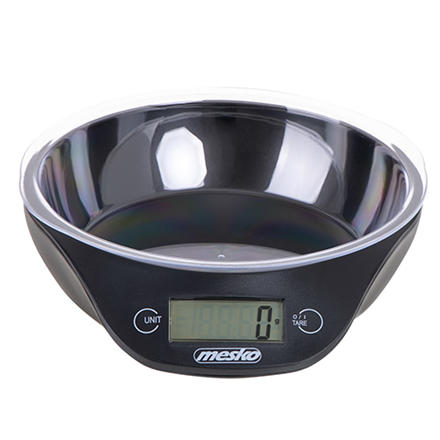Mesko virtuvinės svarstyklės su dubeniu MS 3164, maksimalus svoris (talpa) 5 kg, padalos vertė 1 g, ekrano tipas LCD, juoda