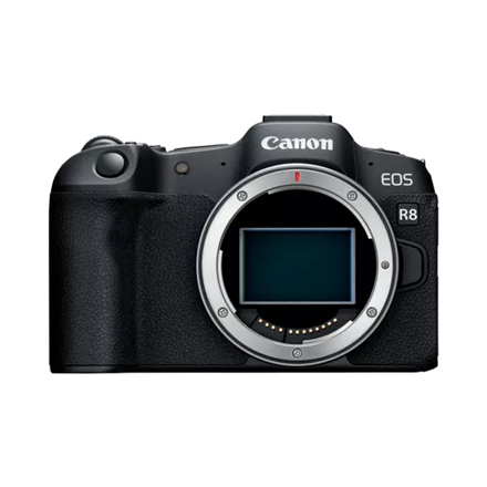 Canon EOS R8 fotoaparato korpusas be veidrodžio (AIP), 24,2 MP, vaizdo stabilizatorius, ISO jautrumas (maks.) 102400, ekrano įstrižainė 3 ", Wi-Fi, vaizdo įrašymas, automatinis/rankinis, CMOS