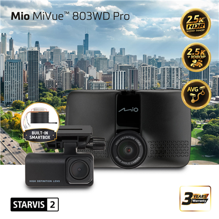 Mio Front & Rear Dual Dash Cam with HDR MiVue 803WD Pro GPS Wi-Fi