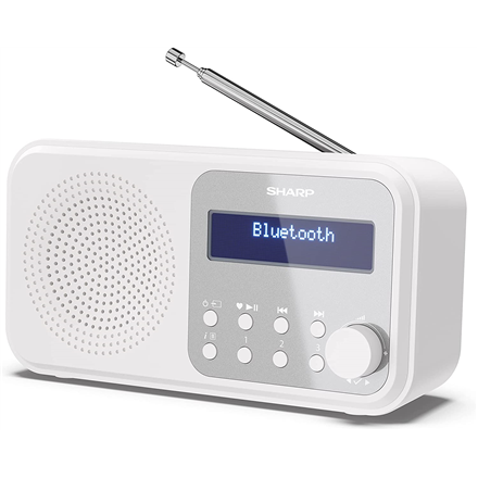 Sharp Tokyo nešiojamas skaitmeninis radijas DR-P420(WH), Bluetooth, baltas (Sharp DR-P420(WH) Tokyo nešiojamas skaitmeninis radijas, FM/DAB/DAB+, Bluetooth 5.0, maitinamas USB arba baterijomis, snieguota balta)