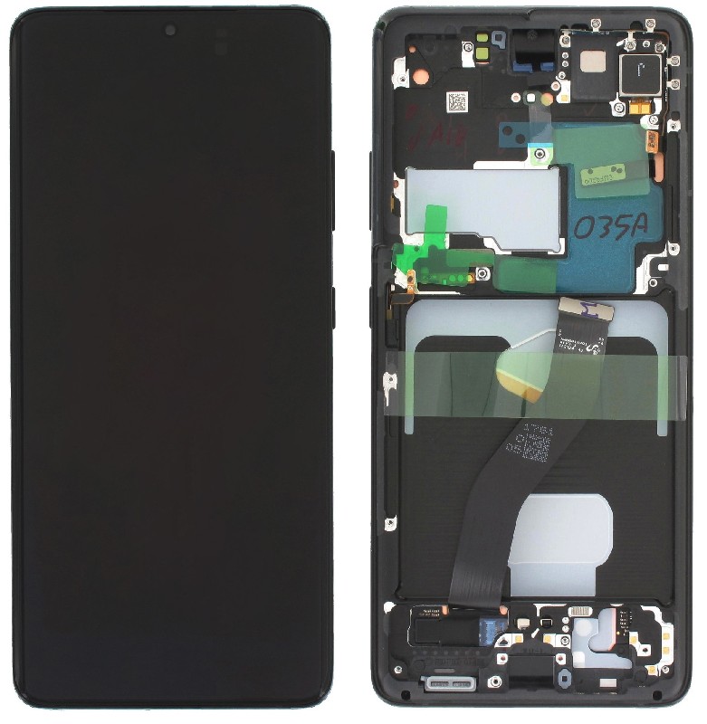 LCD-дисплей Samsung G998 S21 Ultra с тачскрином и рамкой, Phantom Black, оригинал (service pack)