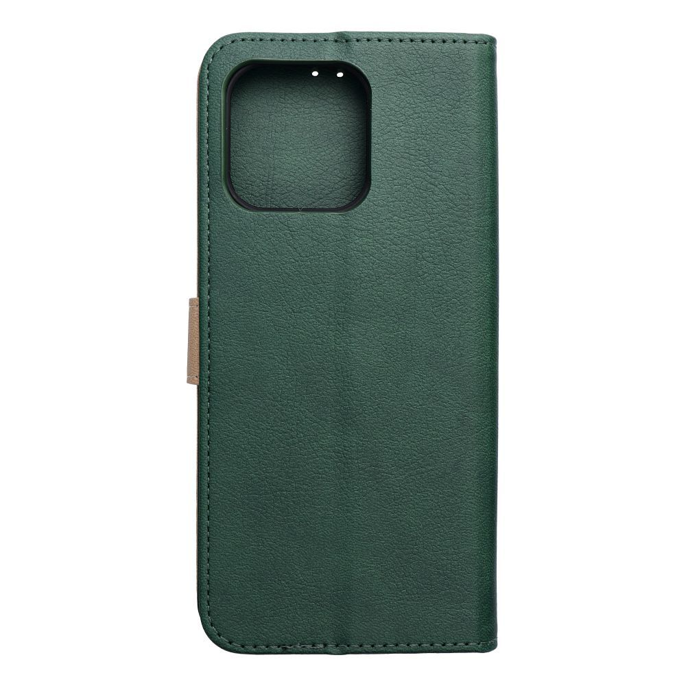Žalias ir auksinis Split Book atverčiamas dėklas, skirtas Motorola G57 POWER
