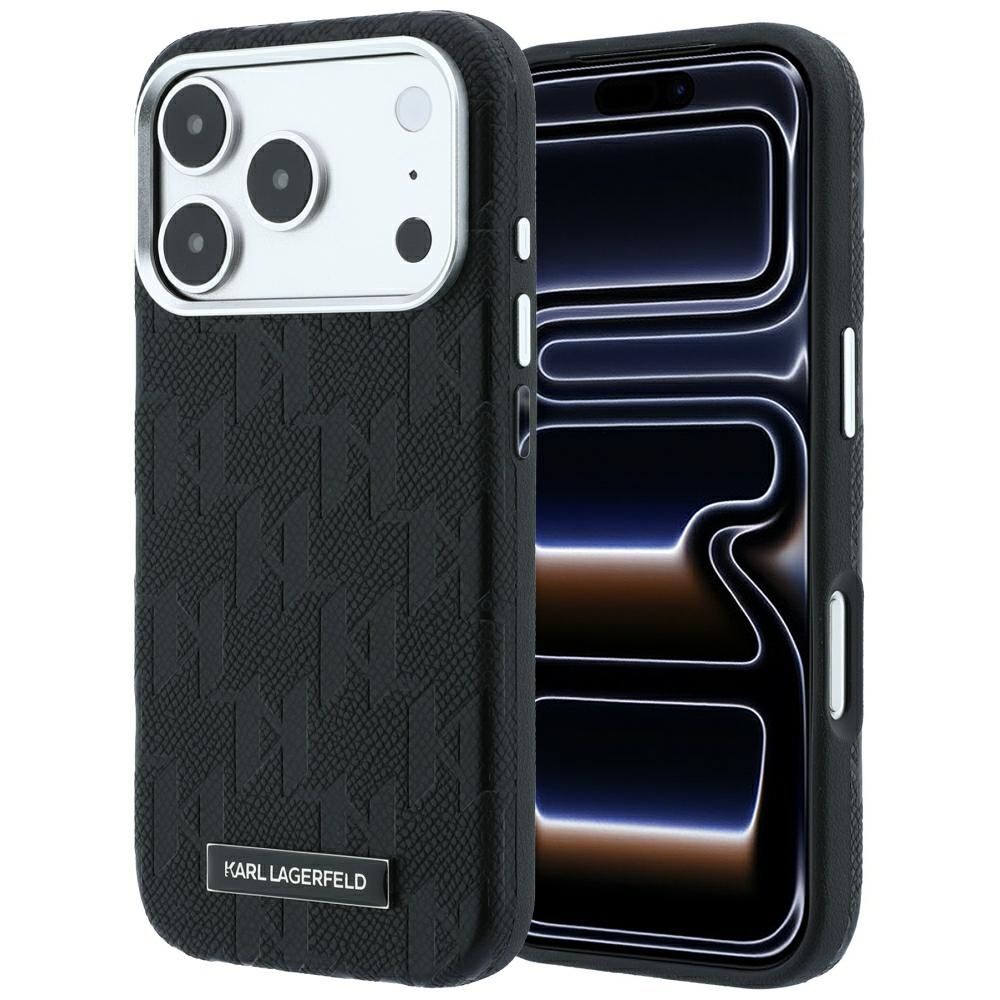 KARL LAGERFELD dėklas, skirtas IPHONE 18 Pro Max/17 Pro Max suderinamas su „MagSafe“ (Mono Resin Logo) (spalva: juoda)