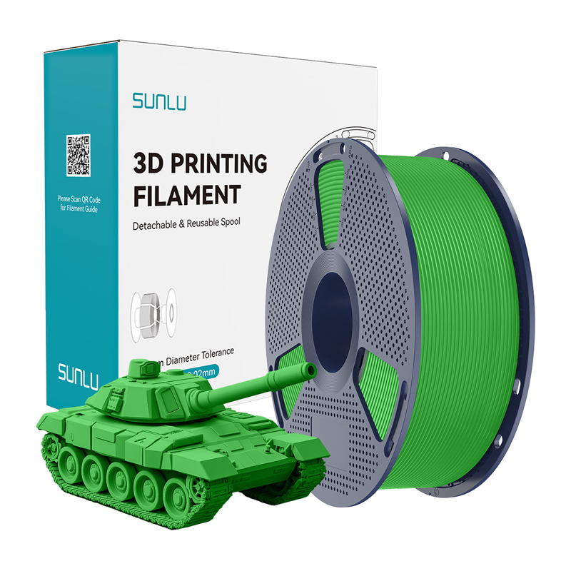 Žalias „Sunlu PLA+ High-Speed“ filamentas 3D spausdintuvams