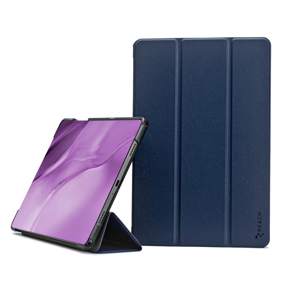 Reach Кожаный смарт-чехол для Samsung X610/X616 Tab S9 FE Plus - тёмно-синий