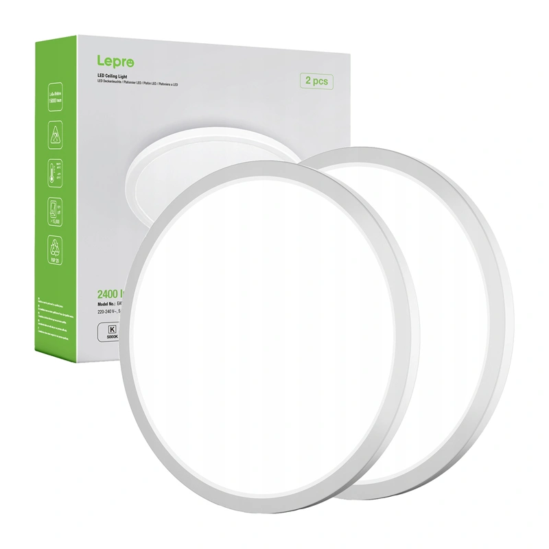LEPRO 1500038-DW-EU-2 lubinis šviestuvas, 18W, 1800 lm, 2 vnt. pakuotė