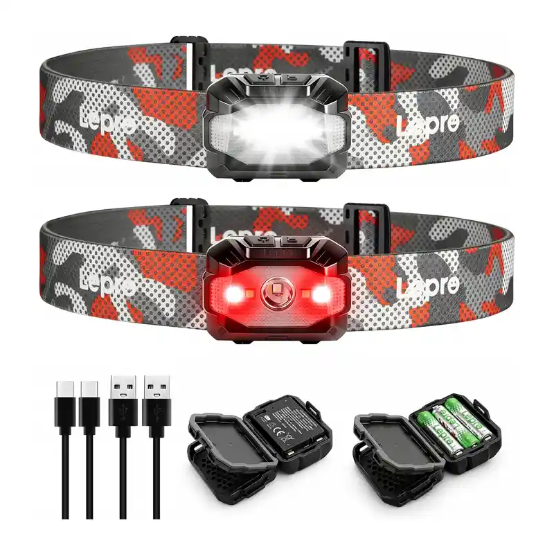 LEPRO 320023-2 USB galvos žibintas, 2 vnt. pakuotė