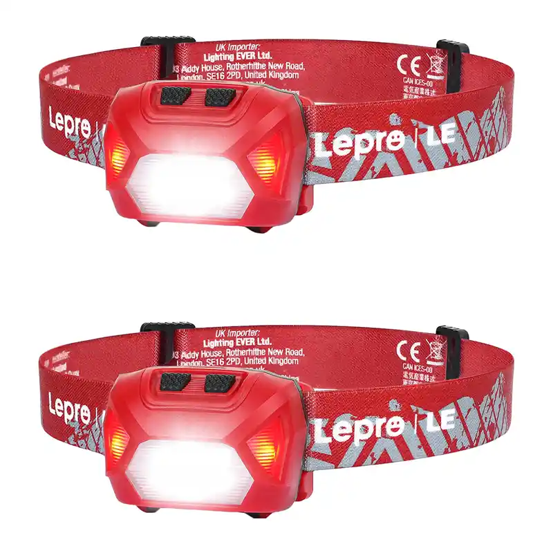LEPRO 320014-R-2 USB galvos žibintas, 2 vnt. pakuotė