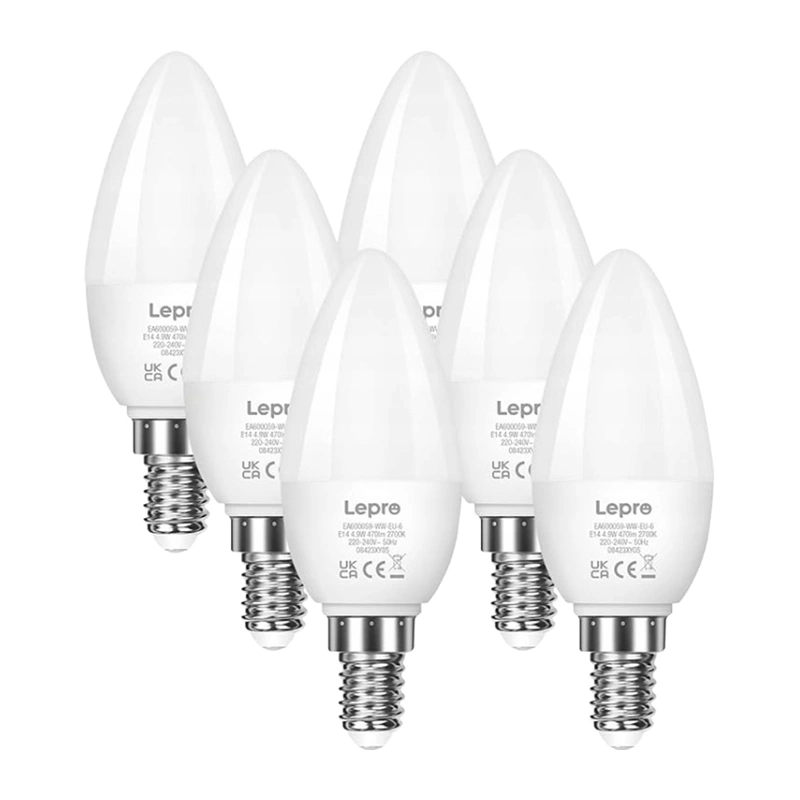 LEPRO 600059-WW-EU-6 E14 LED lemputė, žvakės formos, 4.2W (40W), 470 lm, 2700K, energijos klasė E