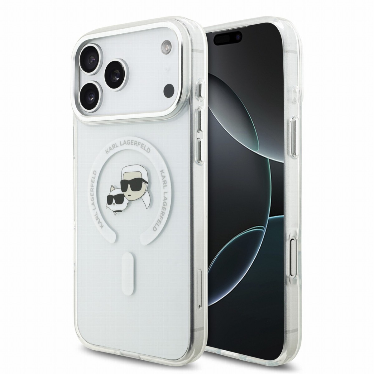 Dėklas Karl Lagerfeld IML K&CH Heads Metal Frame MagSafe Apple iPhone 18 Pro Max