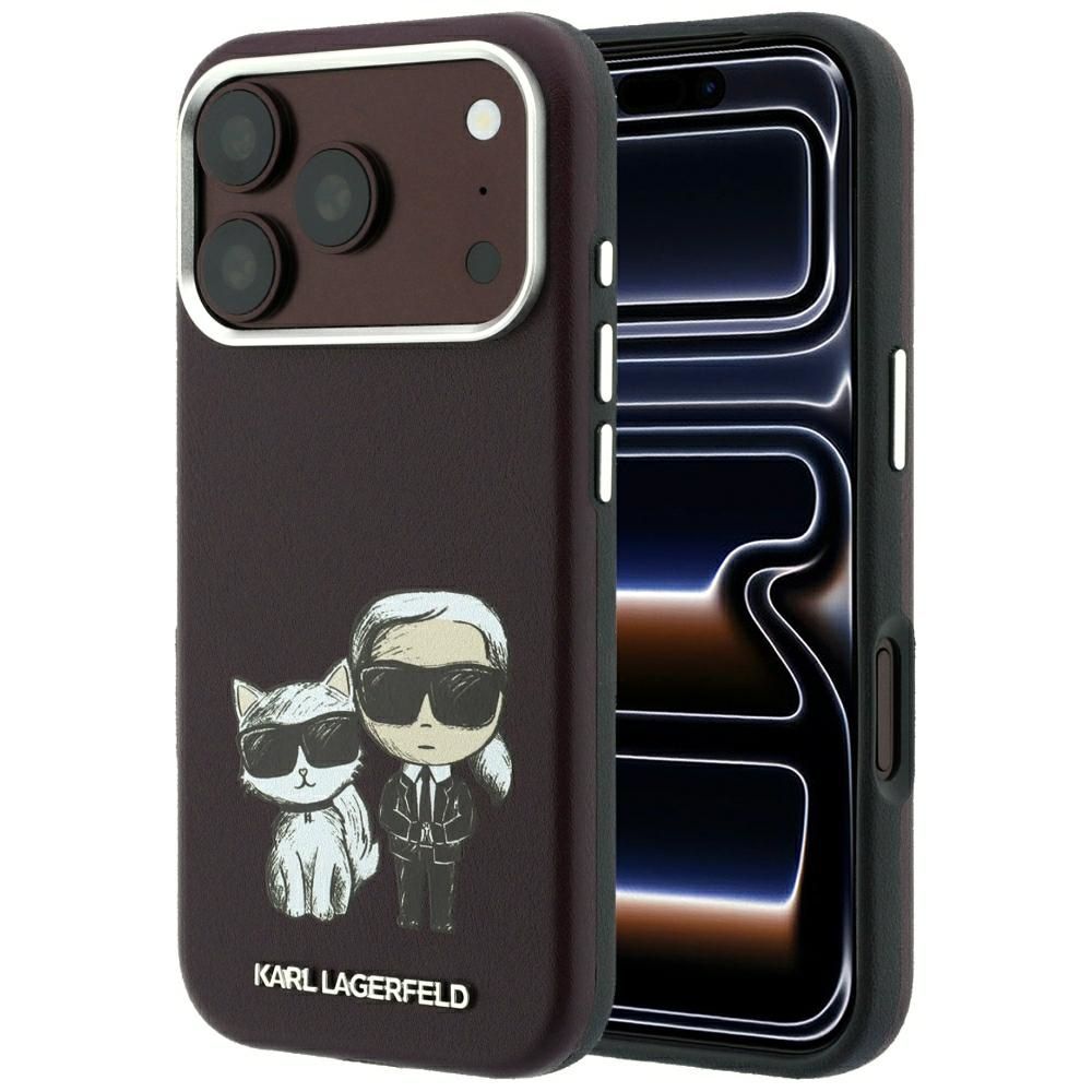 KARL LAGERFELD dėklas, skirtas IPHONE 18 Pro /17 Pro suderinamas su „MagSafe“ (Bodies Sketch) (spalva: bordo)