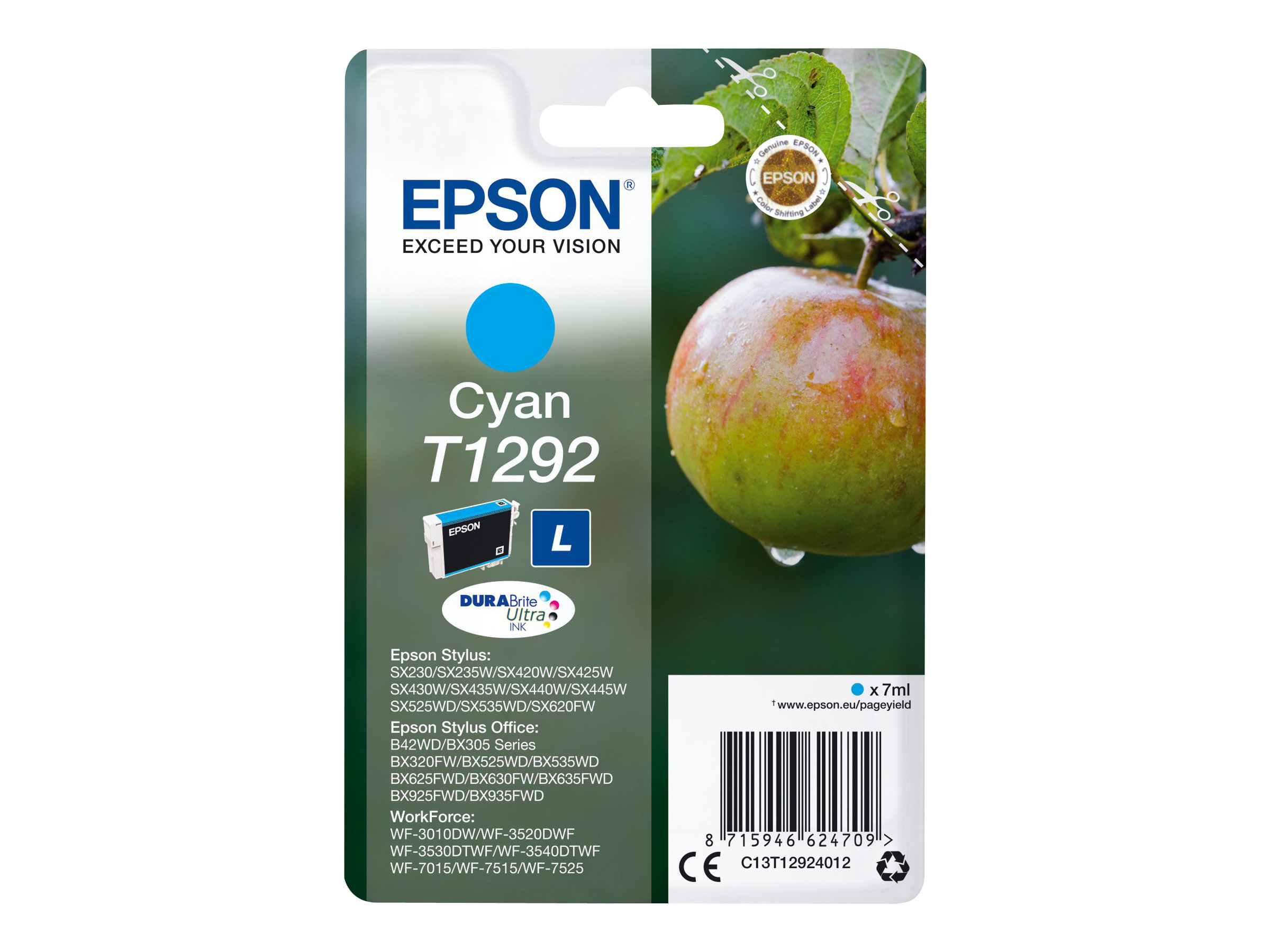Epson T1292 DURABrite Ultra high-capacity rašalo kasetė, žydra, 7 ml