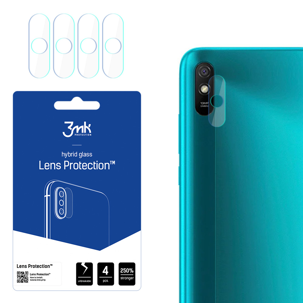 Hibridinis stiklas 3MK Hibridinis stiklas kameros XIAOMI REDMI 9A skirtas kamerai 4 vnt.
