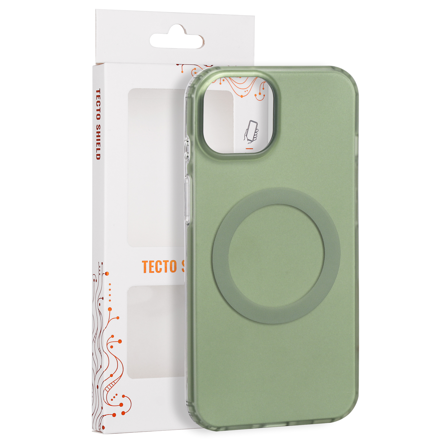 Tecto Shield Mistiq Mag dėklas, skirtas iPhone 15 6,1", alyvuogių spalvos