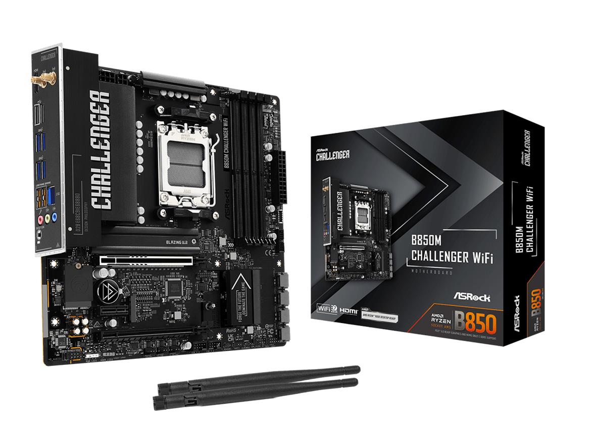 Материнская плата ASRock B850MCHALLENGERWIFI microATX, AMD B850, AM5, DDR5-SDRAM, 4 слота RAM, Wi-Fi, Bluetooth, 1× M.2