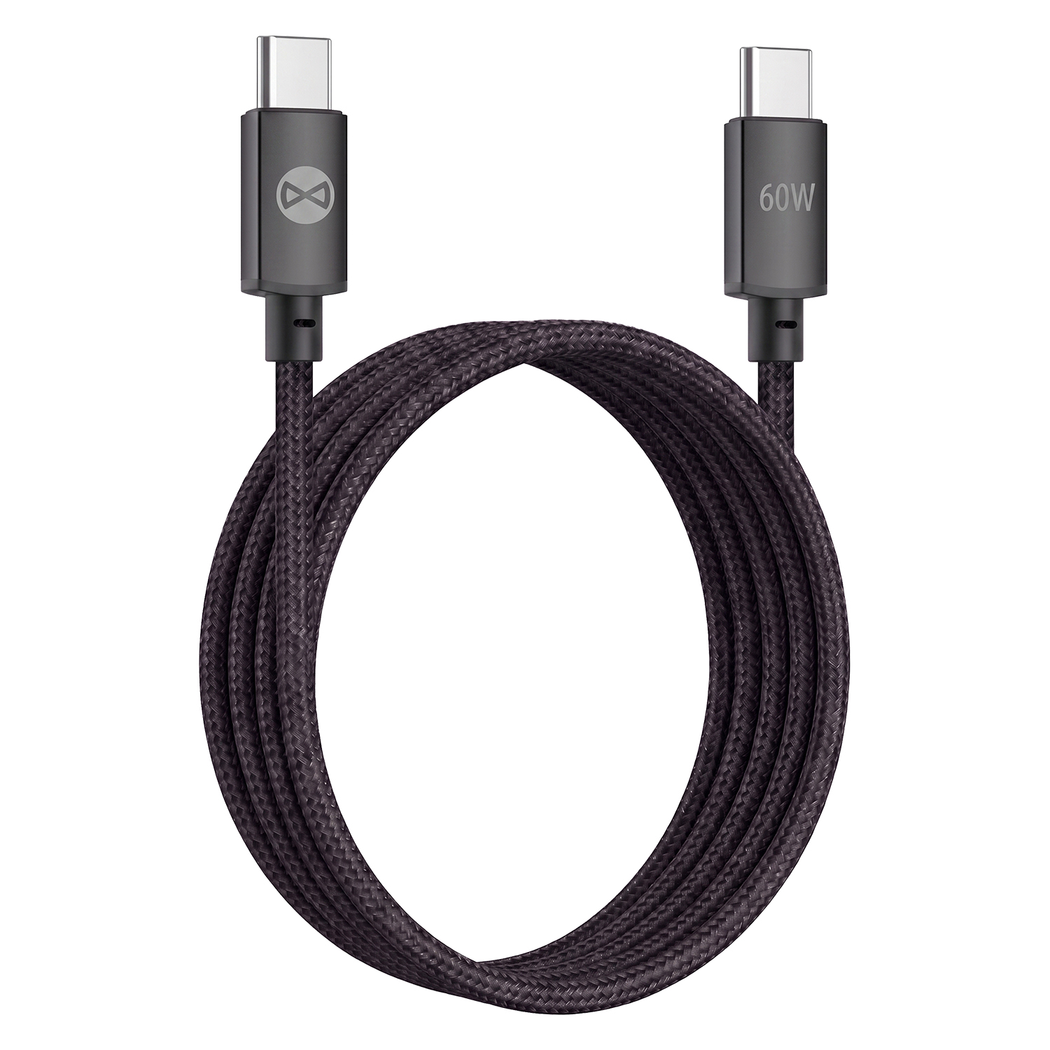 Forever Vibe laidas USB-C - USB-C 1,0 m 60W tamsiai pilkas