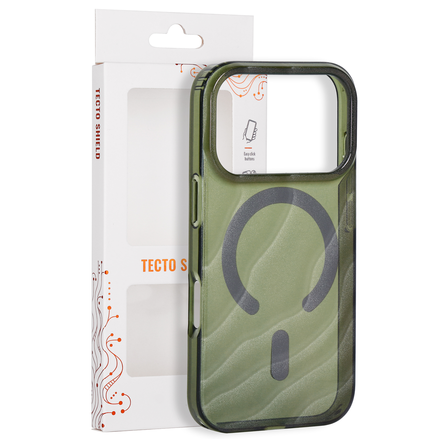 „Tecto Shield Desert Mag“ dėklas, skirtas iPhone 17 Pro 6,3" / iPhone 18 Pro 6,3", tamsiai alyvuogių spalvos