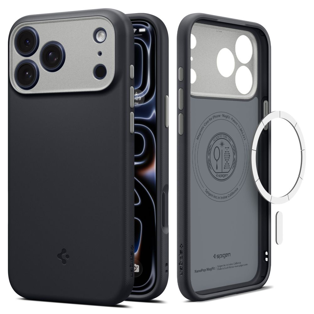 Spigen Nano Pop MagSafe dėklas, skirtas iPhone 17 Pro Max / 18 Pro Max, juodas