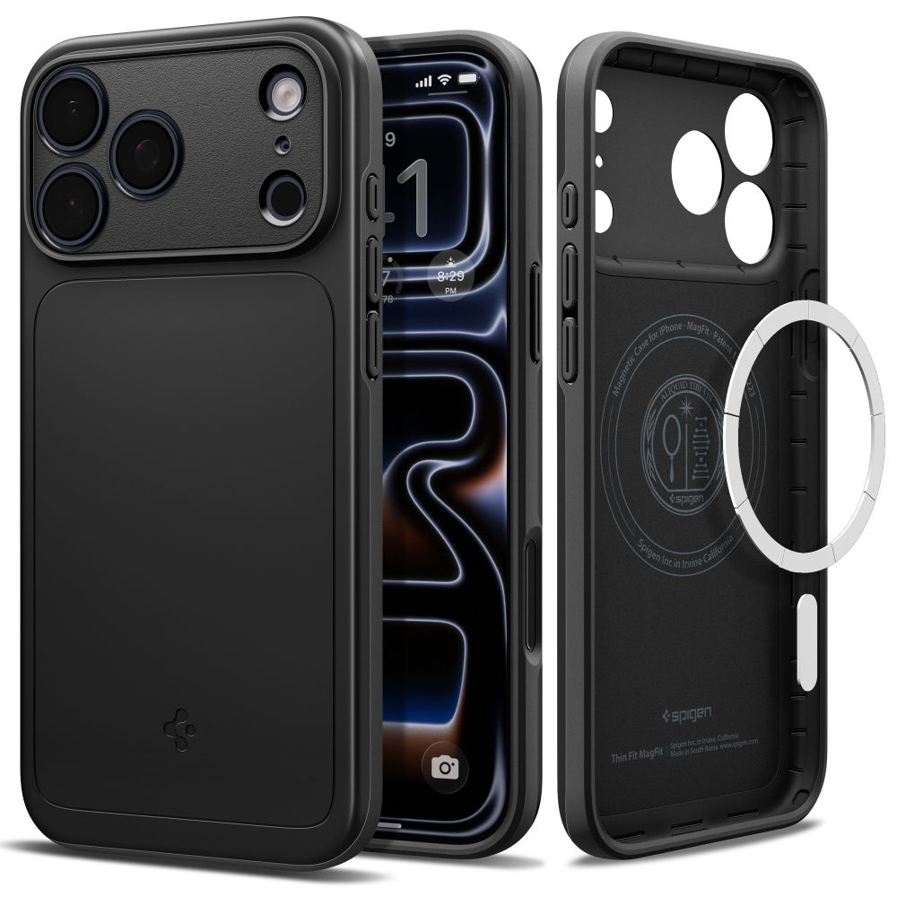 Spigen Thin Fit MagSafe dėklas, skirtas iPhone 17 Pro / 18 Pro, juodas