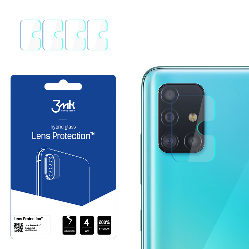 3MK Hibridinis stiklas kameros Hibridinis stiklas SAMSUNG GALAXY A51 5G skirtas 4 vnt. kamerai