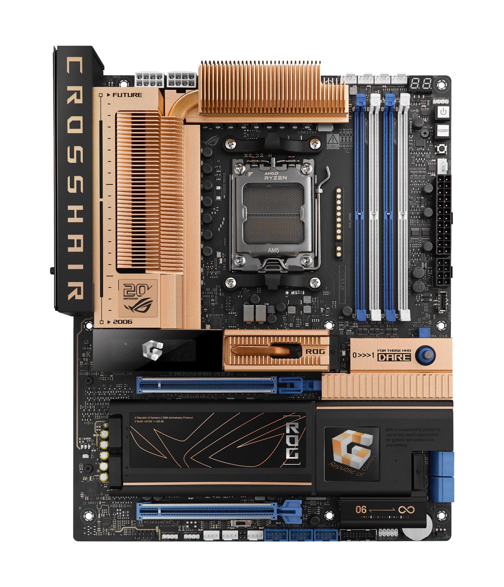 Материнская плата ASUS ROG Crosshair X870E ATX, AM5, DDR5, 4 слота, Wi-Fi, Bluetooth, 5 разъемов M.2, ROGCROSSHAIR2006