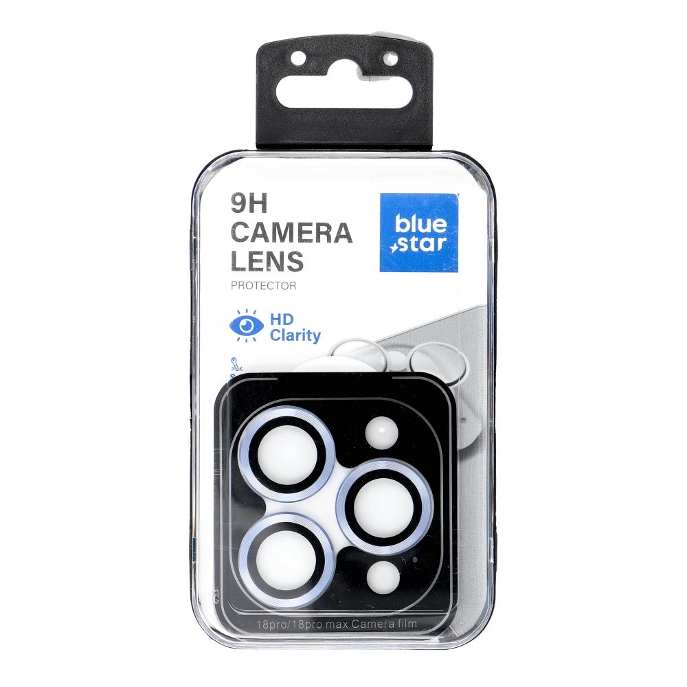 BLUE STAR Easy Install kameros objektyvų apsauga, skirta iPhone 18 Pro / 18 Pro Max, spalva – šviesiai mėlyna