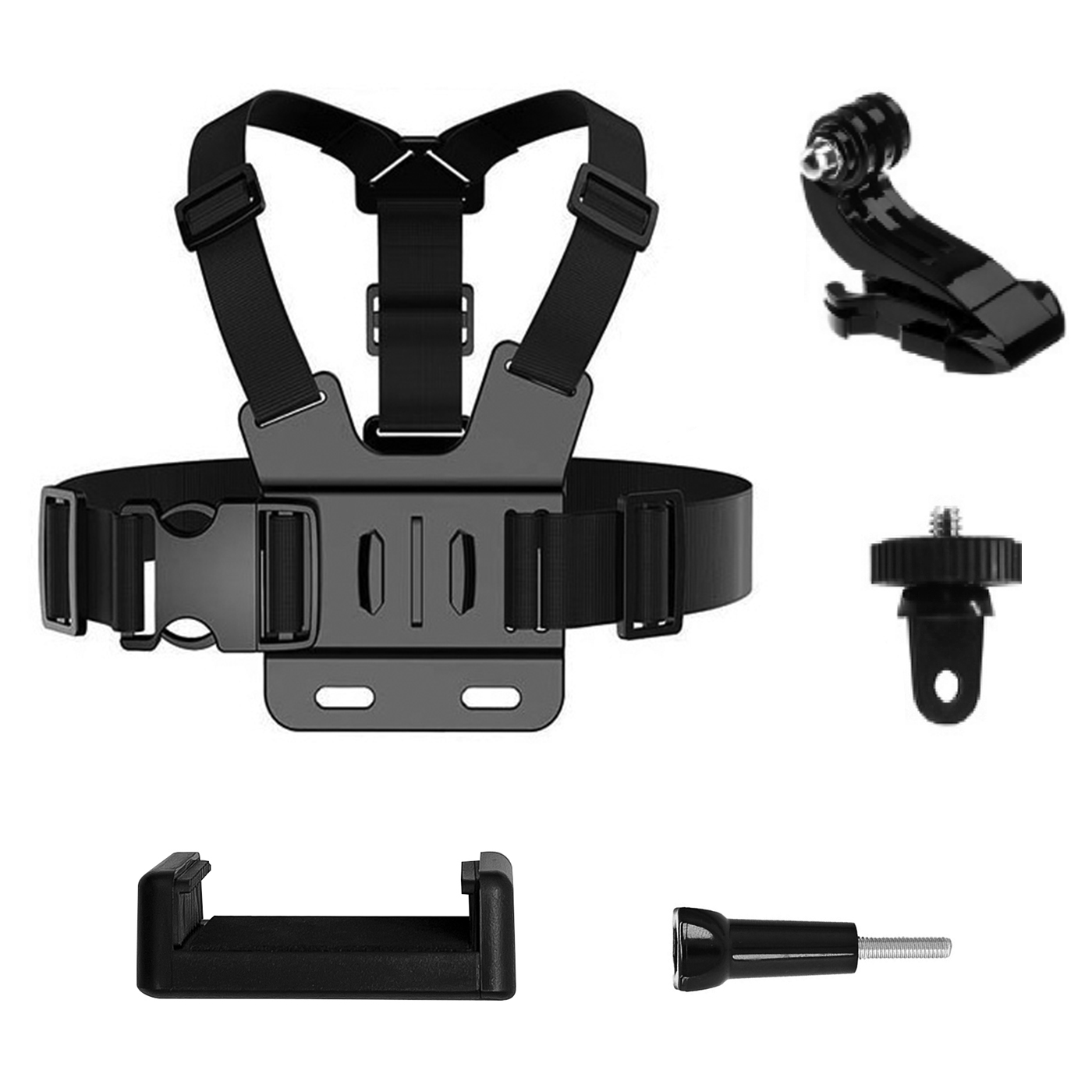 GoPro krūtinės diržas ir sportinių kamerų priedų rinkinys 5-in-1, skirtas GoPro, DJI, Insta360, SJCam ir Eken
