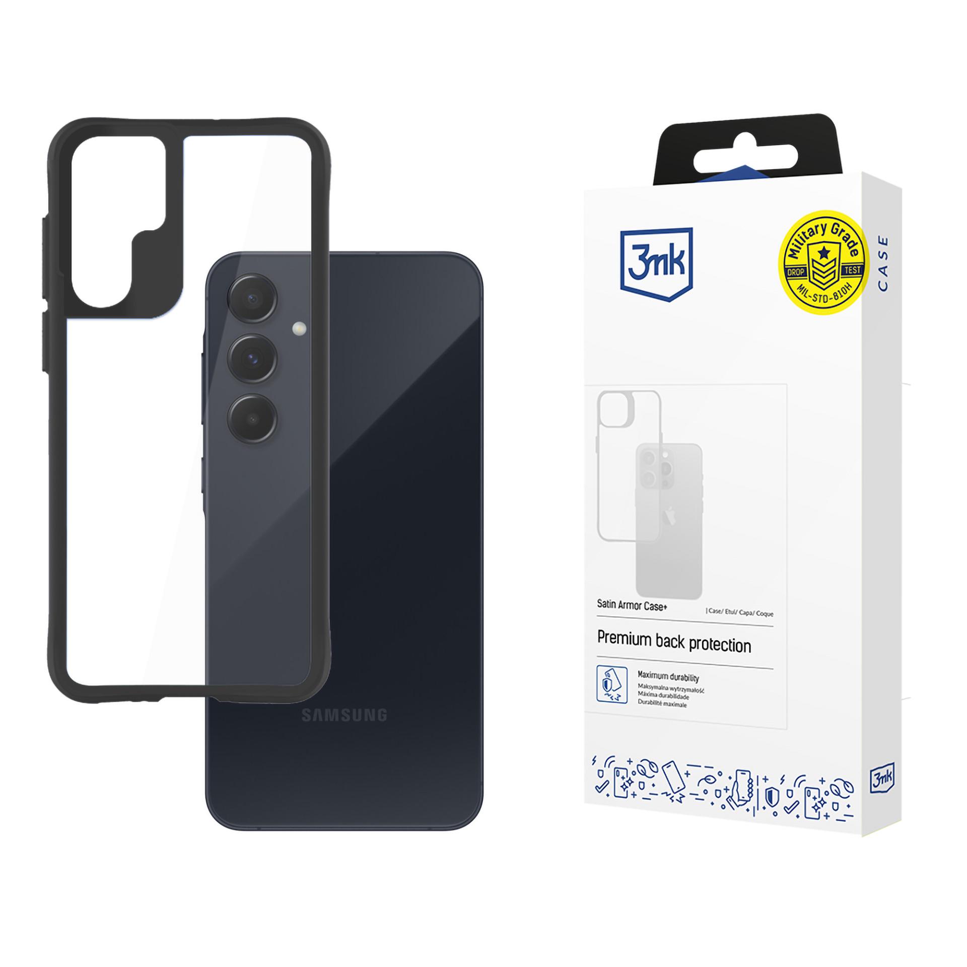 3mk Satin Armor Case+ dėklas telefonui Samsung Galaxy A55 5G - juodas