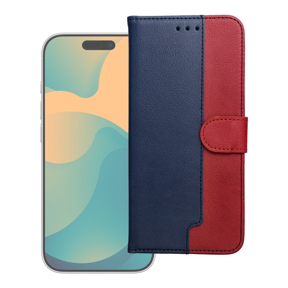 Tamsiai mėlynas ir raudonas atverčiamas dėklas „Split Book“, skirtas „Motorola Moto G17 Power“