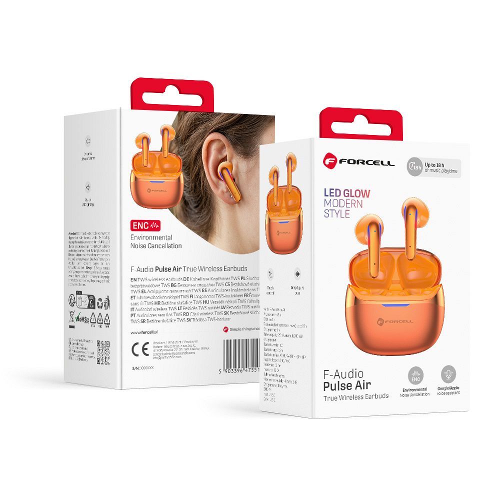 Forcell F-Audio Pulse Air ENC TWS belaidės į ausis įstatomos ausinės – auksinės