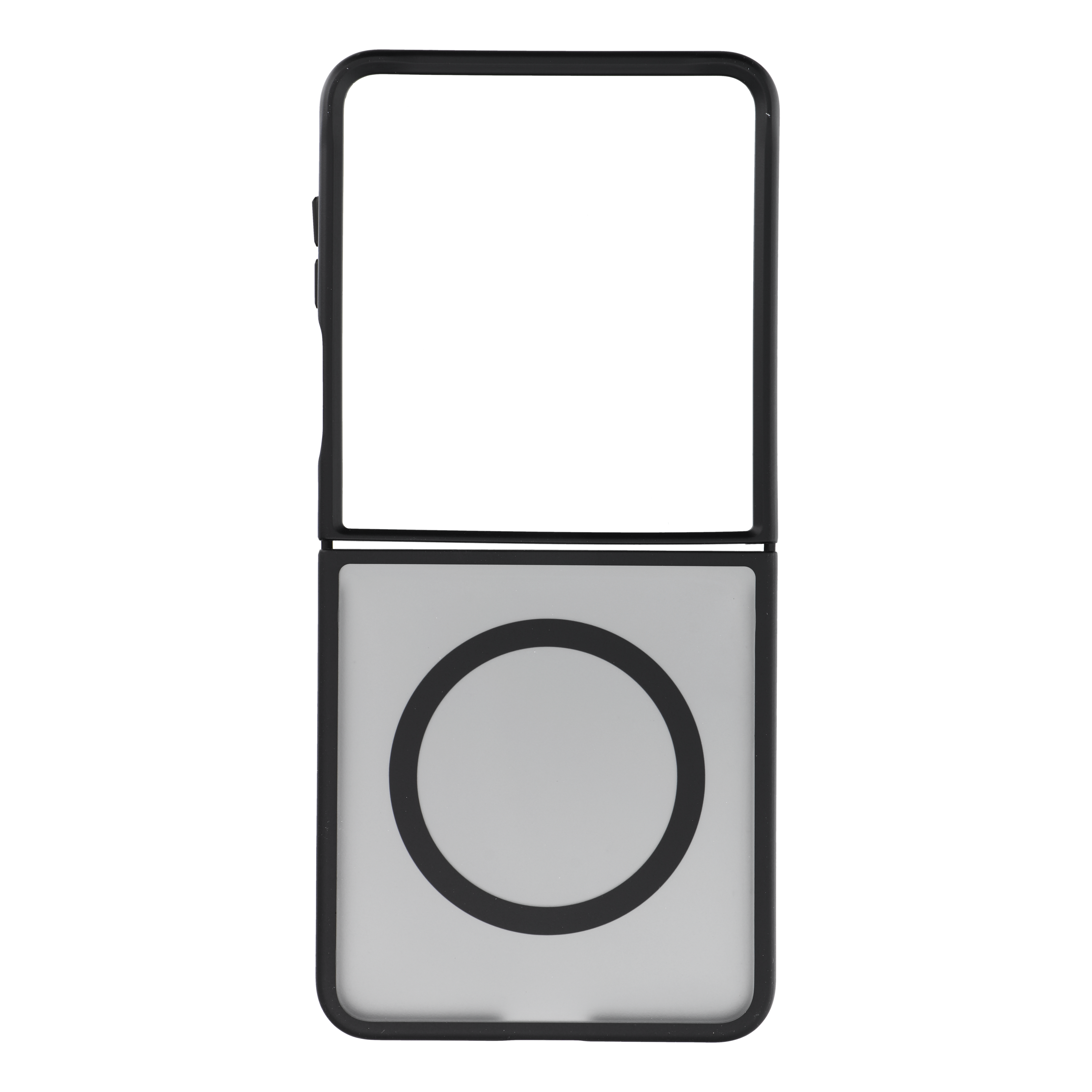 Juodas „4sF-S Acrylic“ dėklas su „MagSafe“ palaikymu, skirtas „Samsung Galaxy Z Flip8“