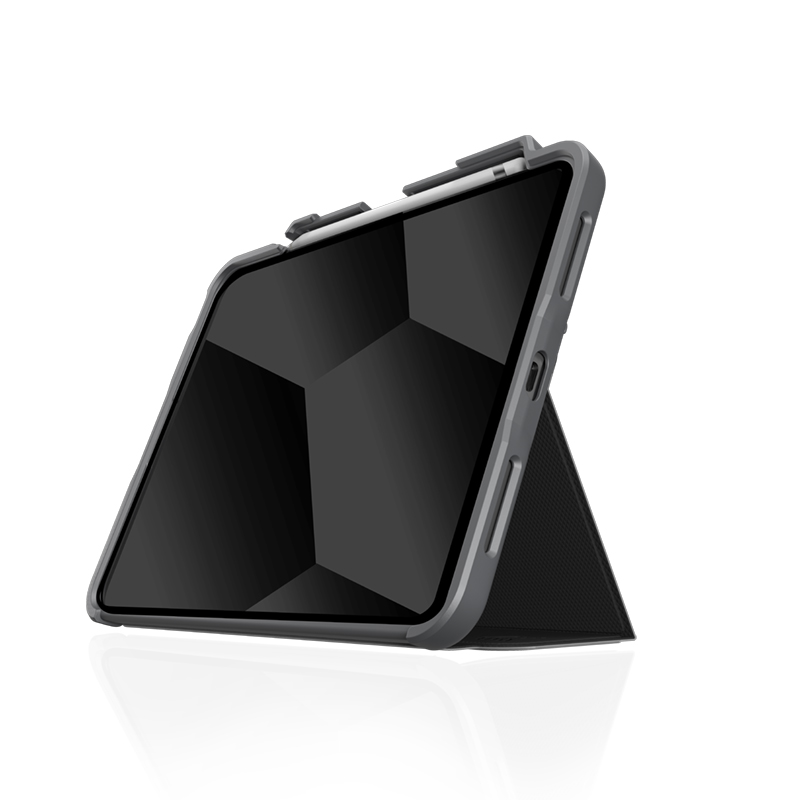 STM Dux Plus - patikimas dėklas, skirtas iPad 11" (2025) / 10.9" (2022) MIL-STD-810G su Apple Pencil laikikliu (juodas) EDU/COM versija