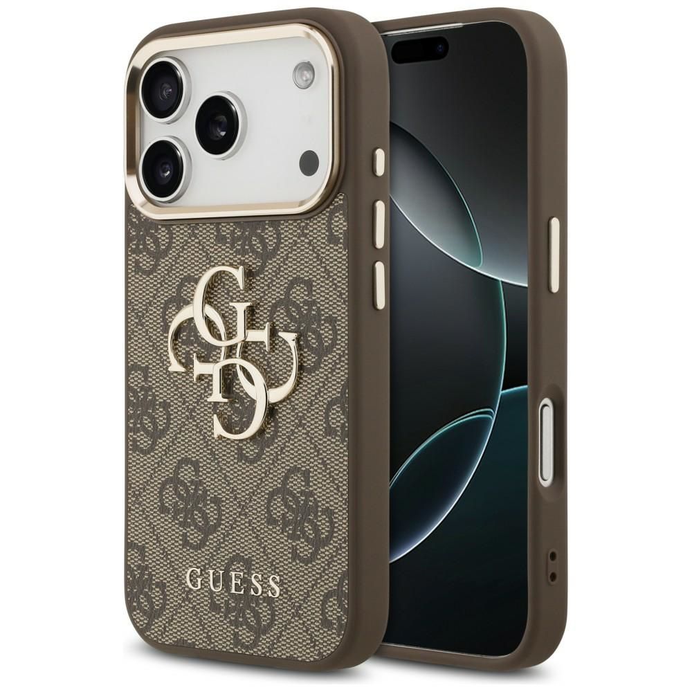 GUESS GUE005483 (PU W/ Big 4G Classic Logo) dėklas, skirtas iPhone 18 Pro / 17 Pro, spalva – ruda ir auksinė