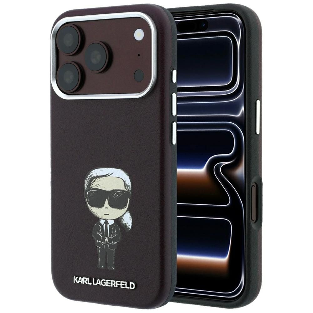 KARL LAGERFELD dėklas, skirtas IPHONE 18 Pro Max/ 17 Pro Max suderinamas su „MagSafe“ (Smooth Ikonik Sketch) (spalva: bordo)
