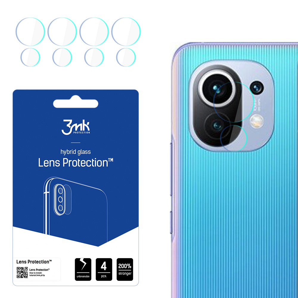 3MK FLEXIBLE GLASS LENS HYBRID GLASS PROTECT XIAOMI MI 11 / MI 11 5G 4 ШТ КАМЕР