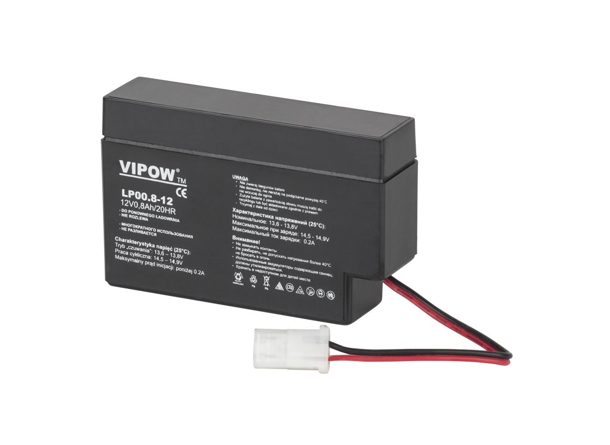 Gelinis akumuliatorius VIPOW, 12 V, 0,8 Ah