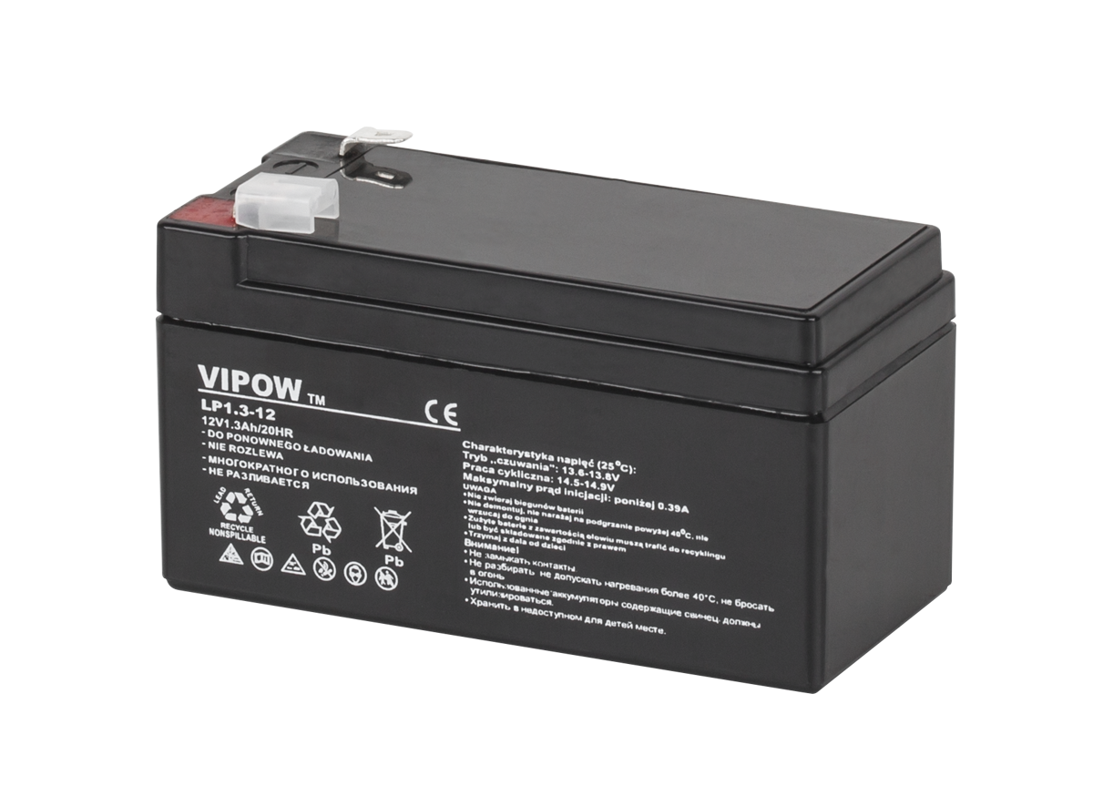 VIPOW gelinis akumuliatorius, 12 V, 1,3 Ah