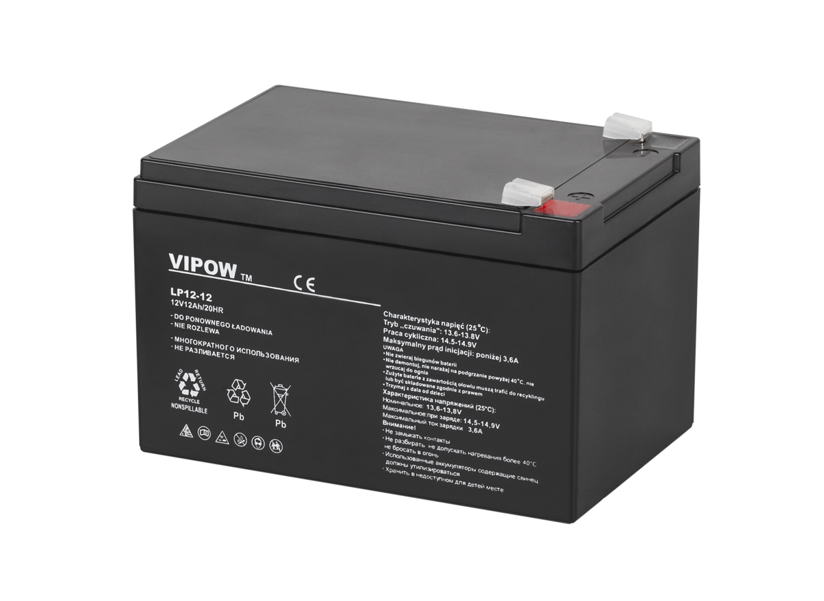 VIPOW gelinis akumuliatorius, 12 V, 12 Ah