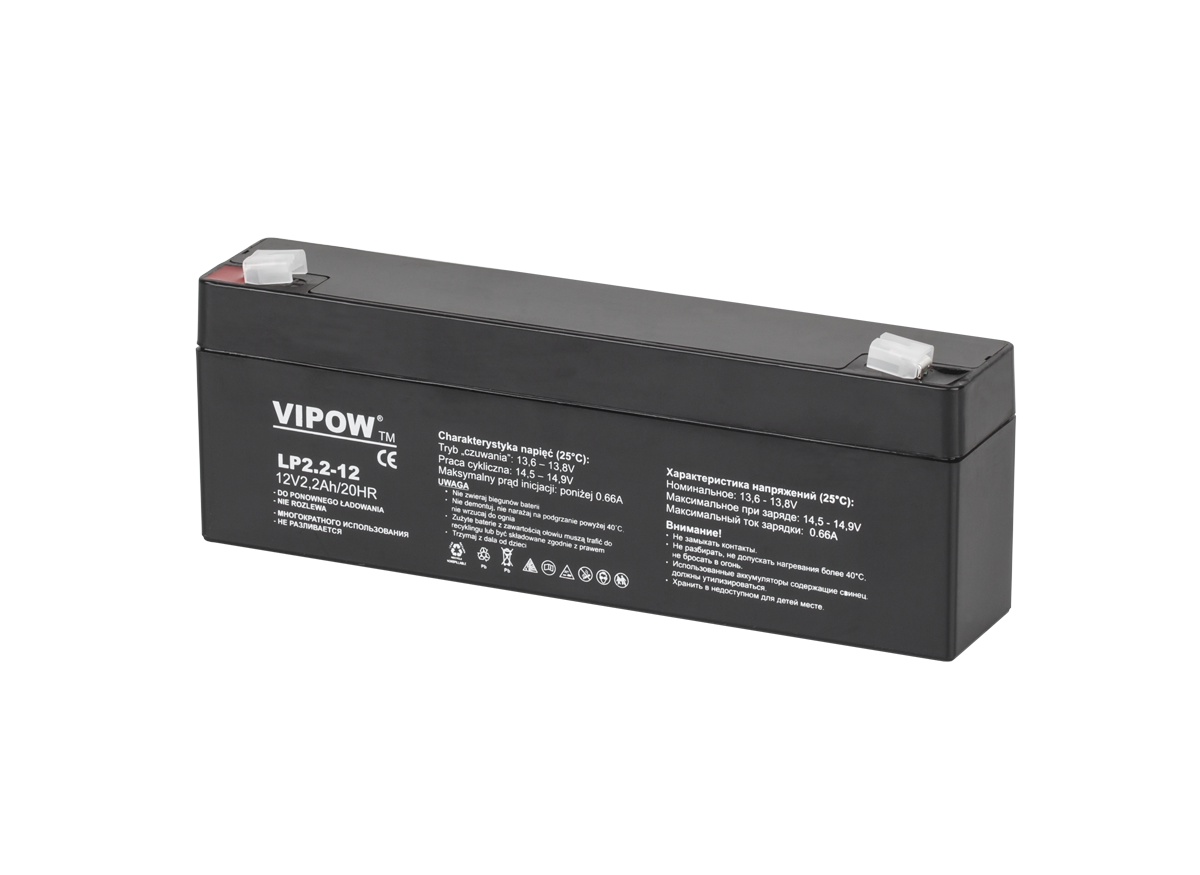 Gelinis akumuliatorius VIPOW, 12 V, 2,2 Ah