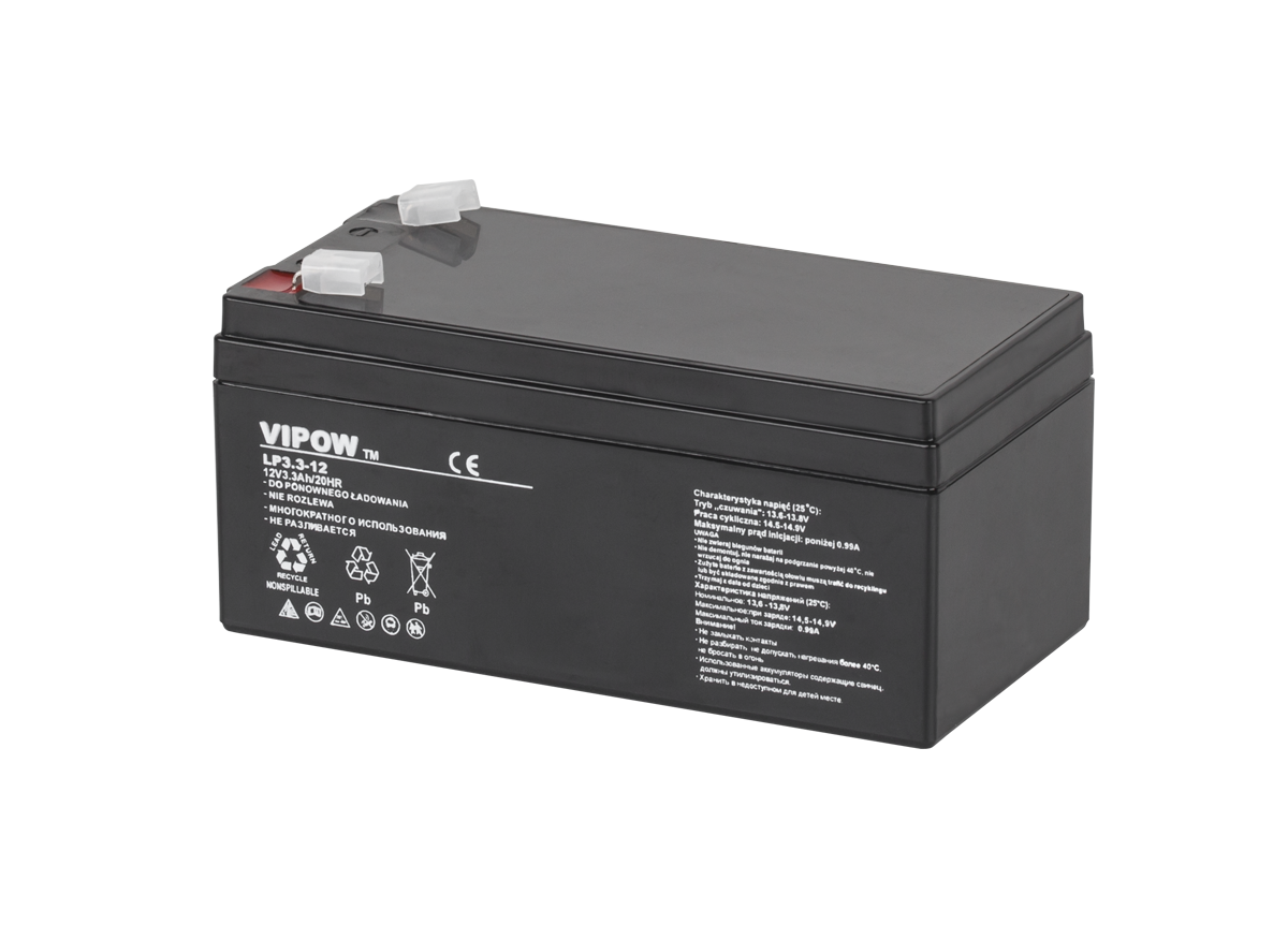 VIPOW gelinis akumuliatorius, 12 V, 3,3 Ah