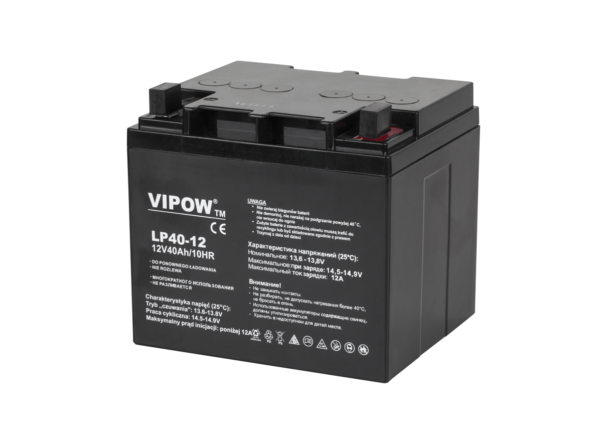 Gelinis akumuliatorius VIPOW, 12 V, 40 Ah