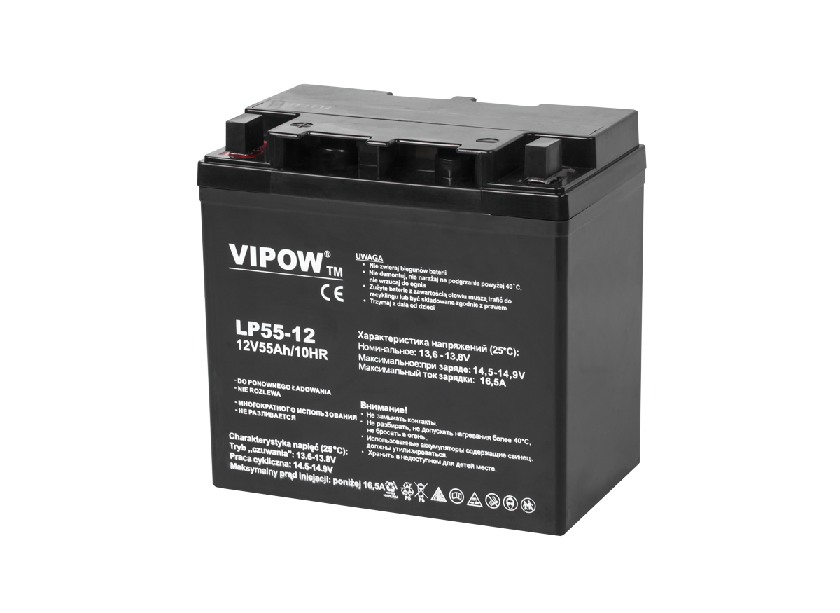 Gelinis akumuliatorius VIPOW, 12 V, 55 Ah
